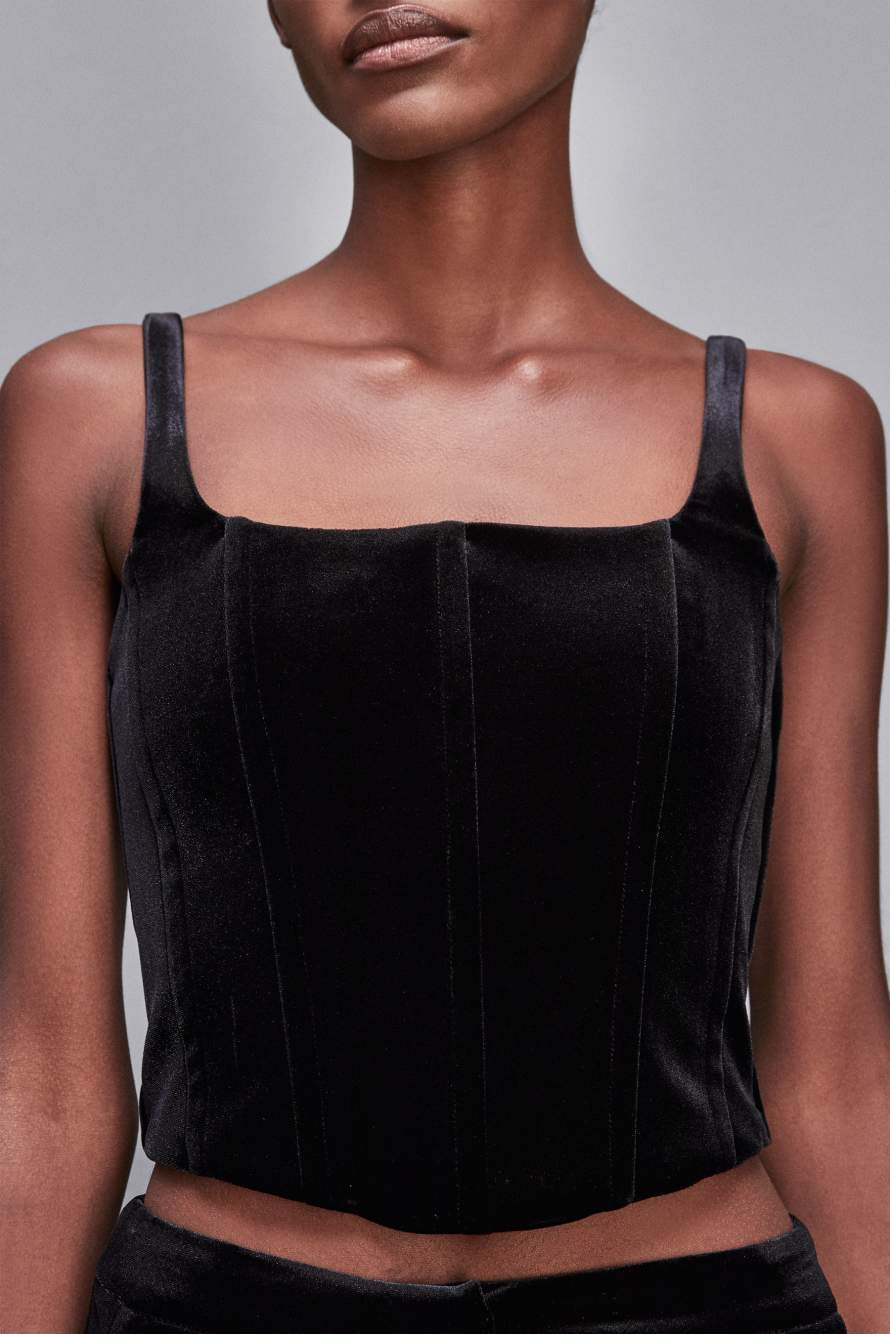 Top bustier in velluto, Nero, Patrizia Pepe