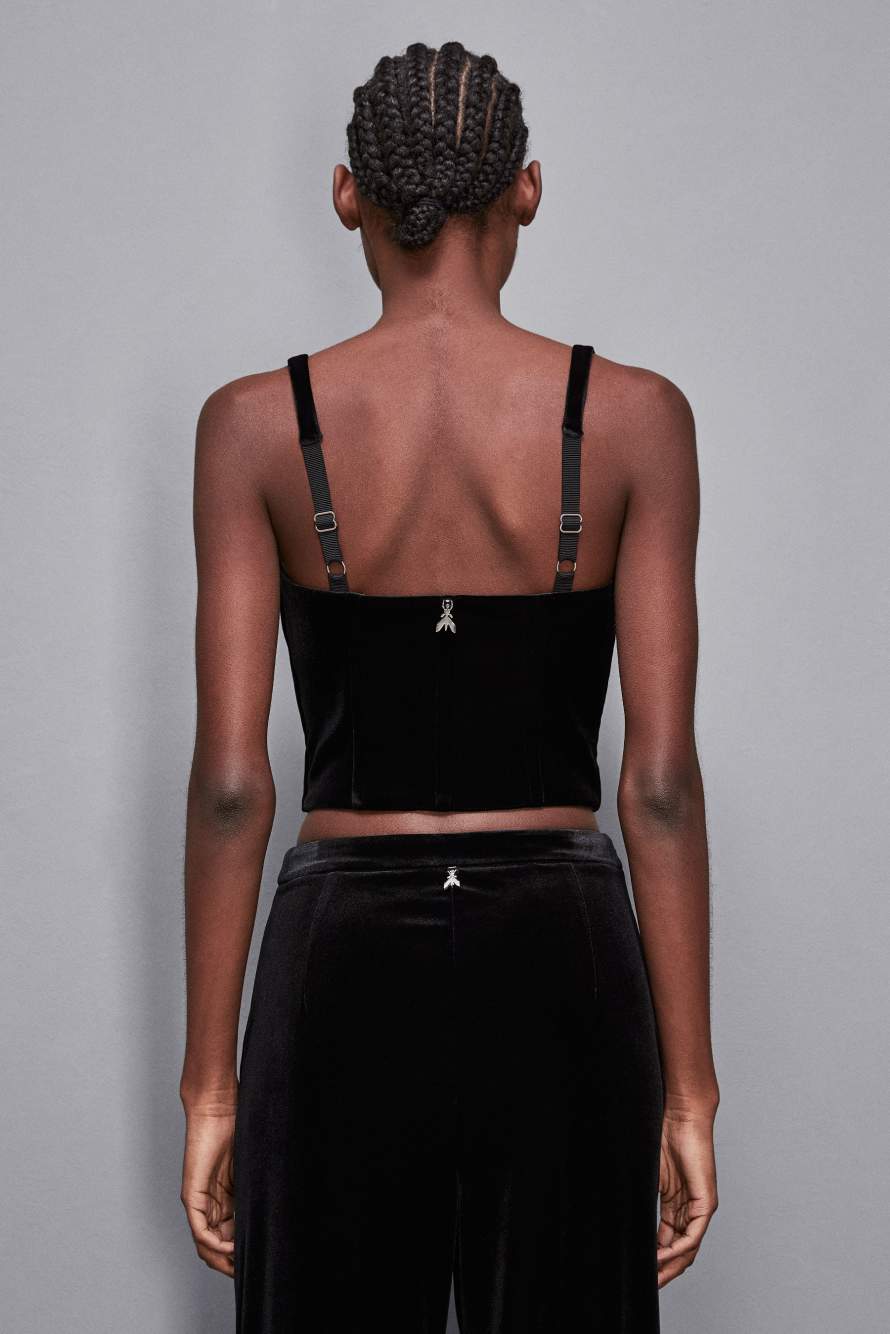 Top bustier in velluto, Nero, Patrizia Pepe