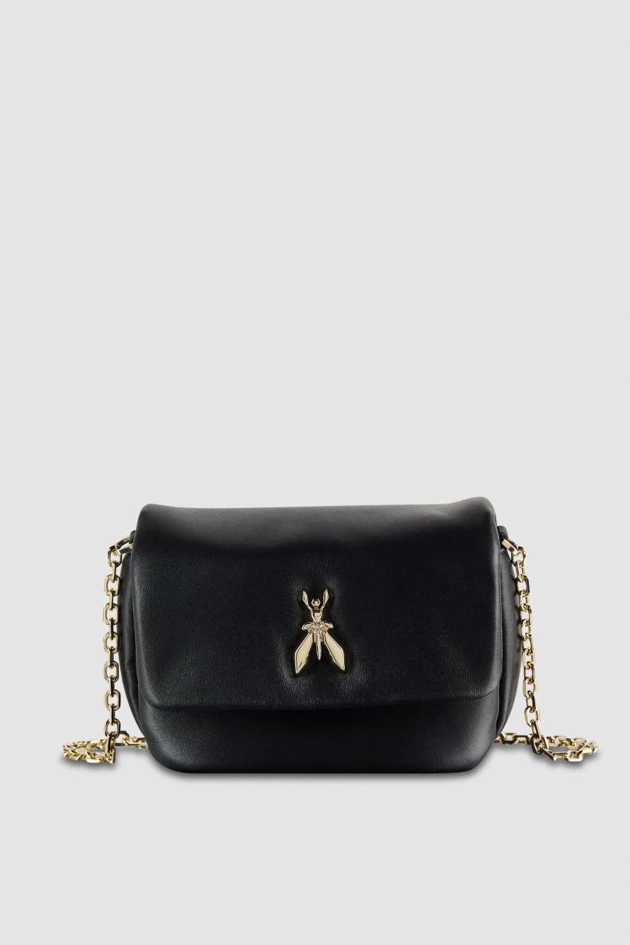 Ультрамягкая кожаная сумка на ремне, Черный, Patrizia Pepe