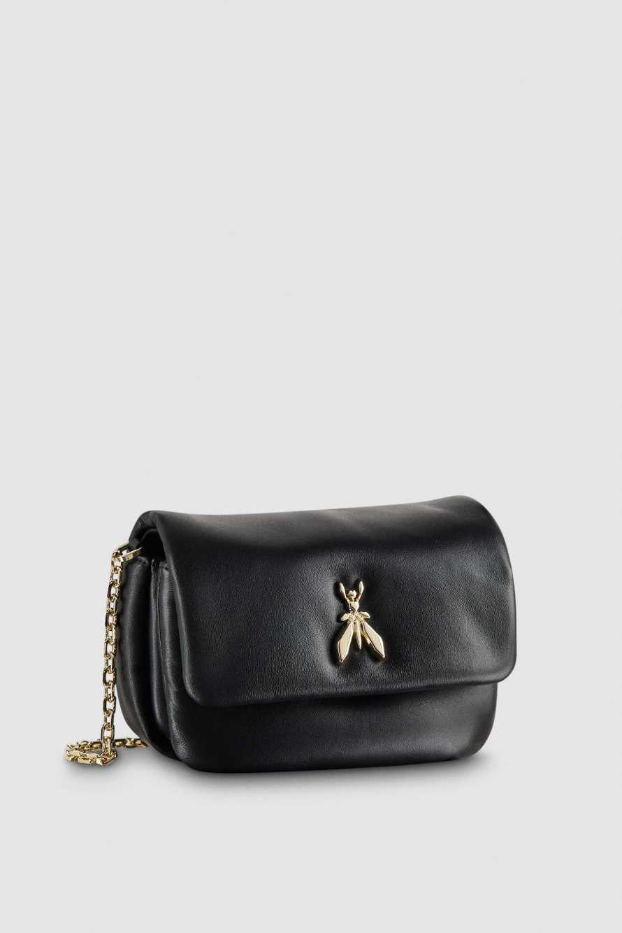 Ультрамягкая кожаная сумка на ремне, Черный, Patrizia Pepe