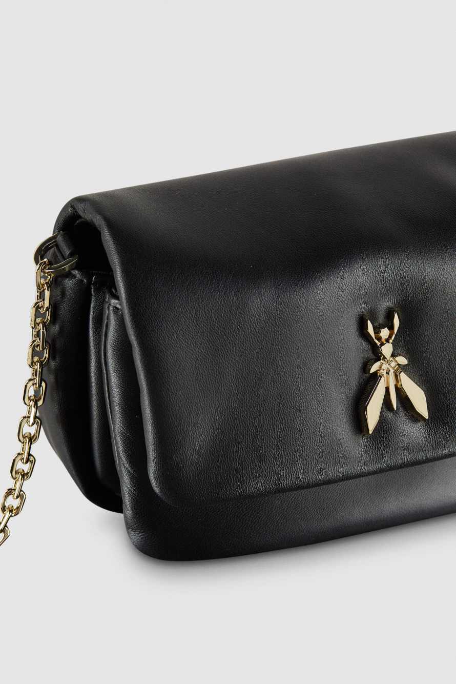 Ультрамягкая кожаная сумка на ремне, Черный, Patrizia Pepe