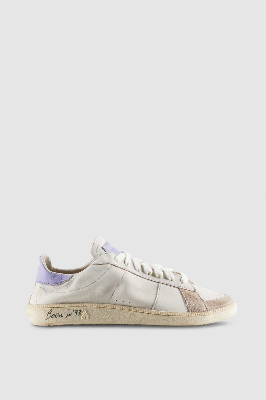 SKIN Sneakers "Born in '93" из кожи наппа, Белый/Сиреневый, Patrizia Pepe