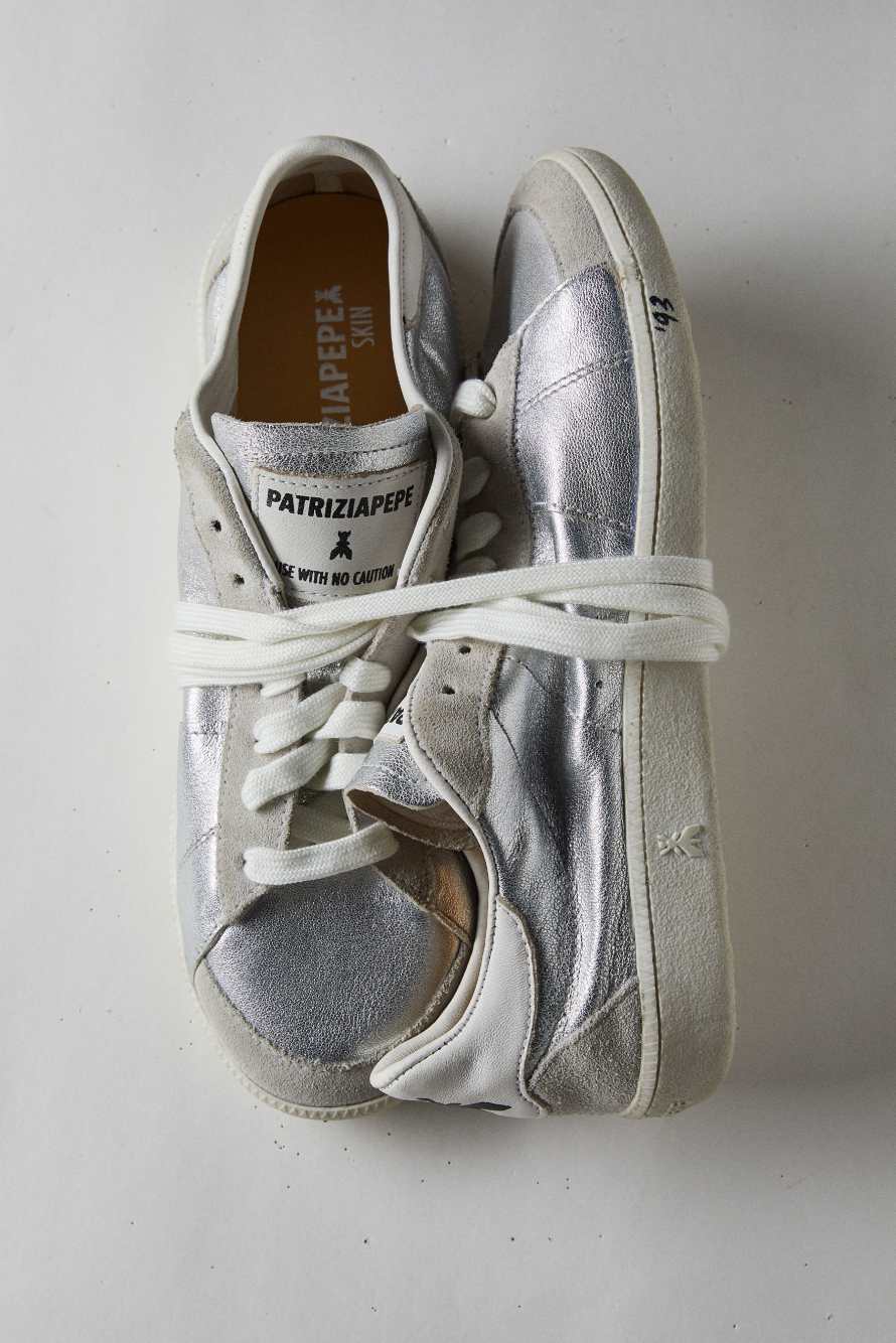 SKIN Sneakers '93 Ламинированная кожа наппа, Серебристый, Patrizia Pepe
