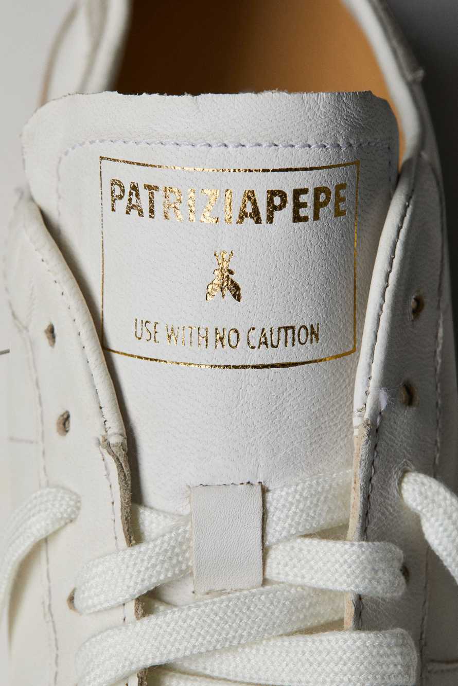 SKIN Sneakers из кожи наппа с надписью, Белый/Бежевый, Patrizia Pepe