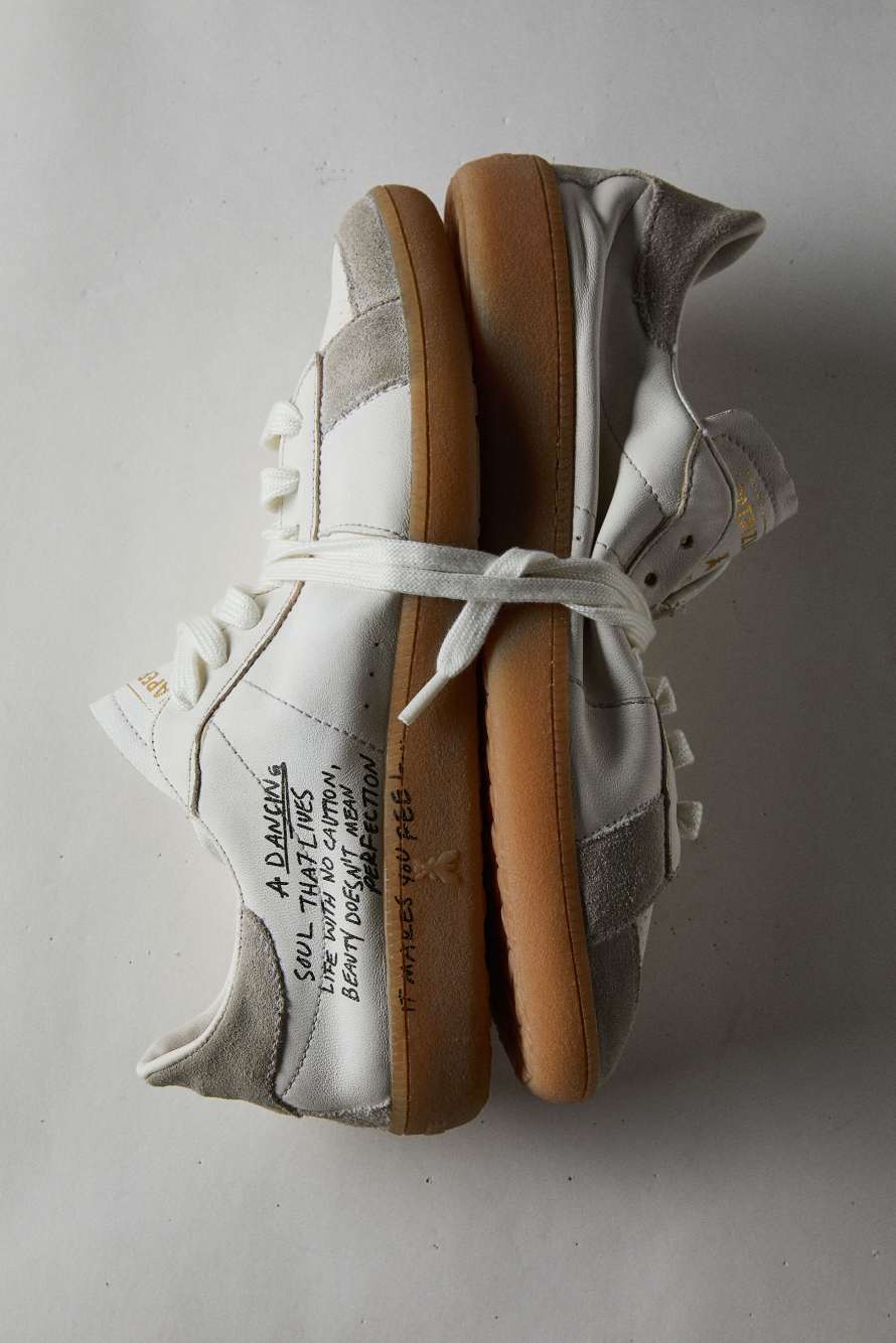 SKIN Sneakers из кожи наппа с надписью, Белый/Бежевый, Patrizia Pepe