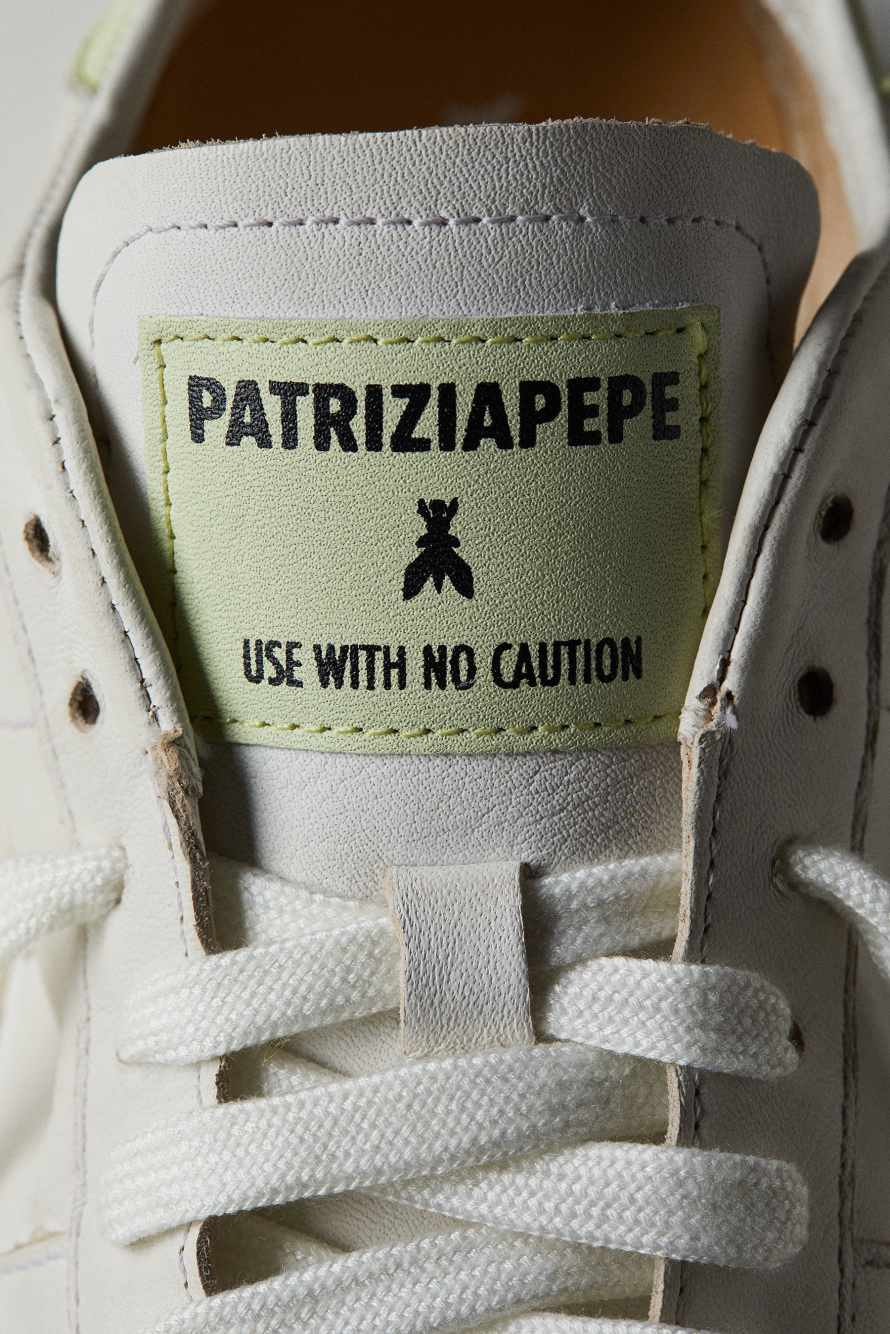 SKIN Sneakers "Born In '93" in leather, White/Yellow, Patrizia Pepe