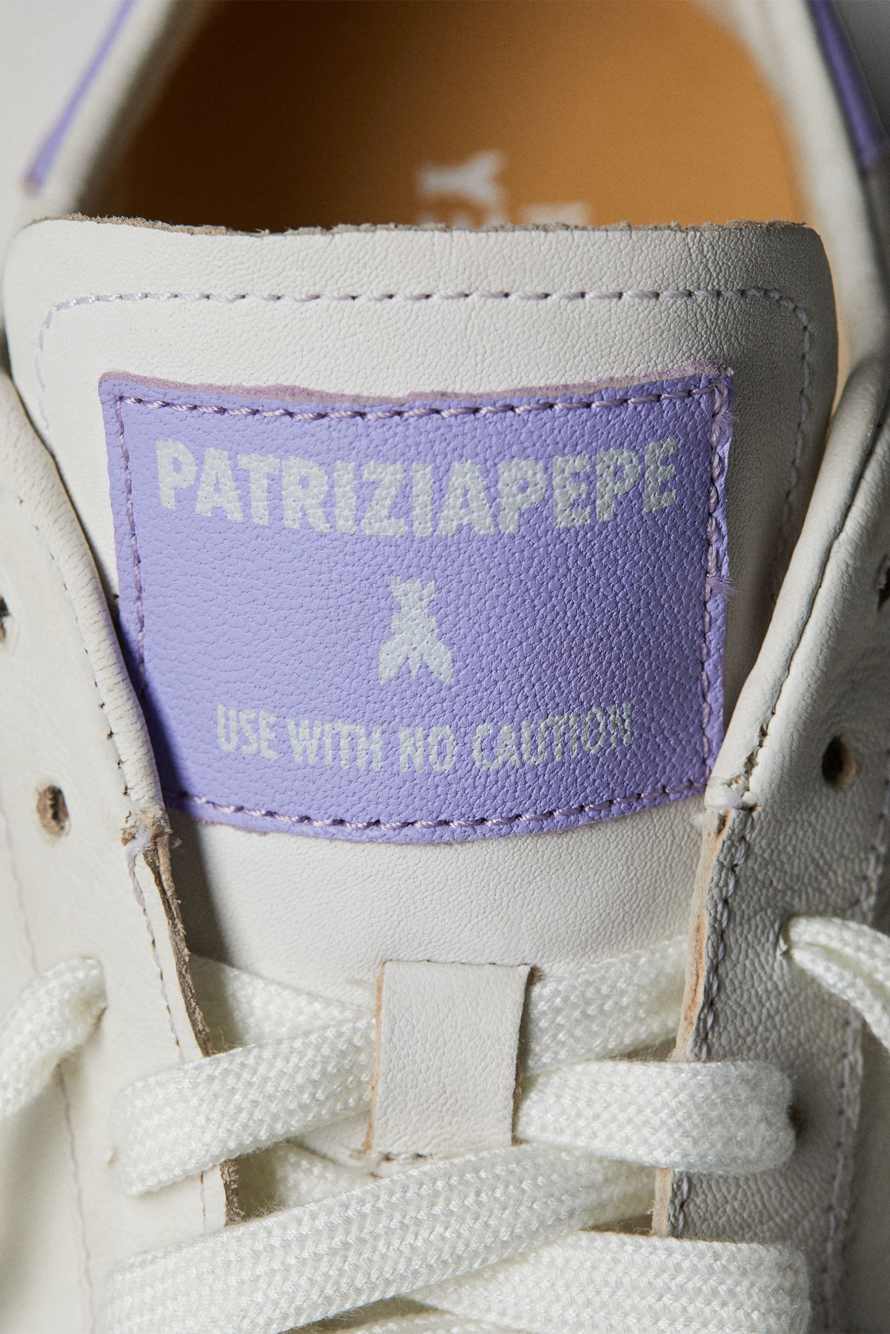 SKIN Sneakers "Born in '93" из кожи наппа, Белый/Сиреневый, Patrizia Pepe