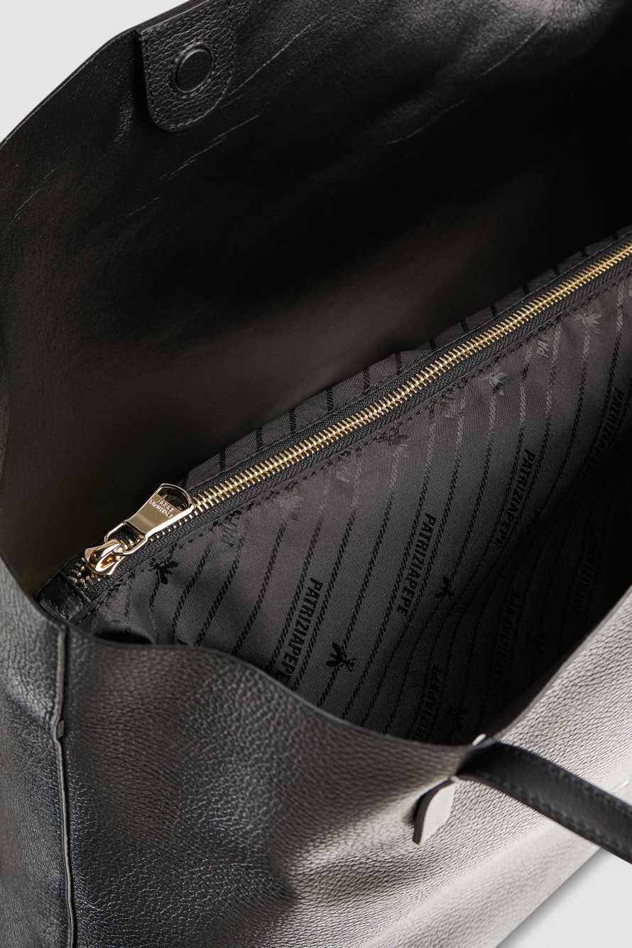 Сумка-шоппер из фактурной кожи, Черный, Patrizia Pepe