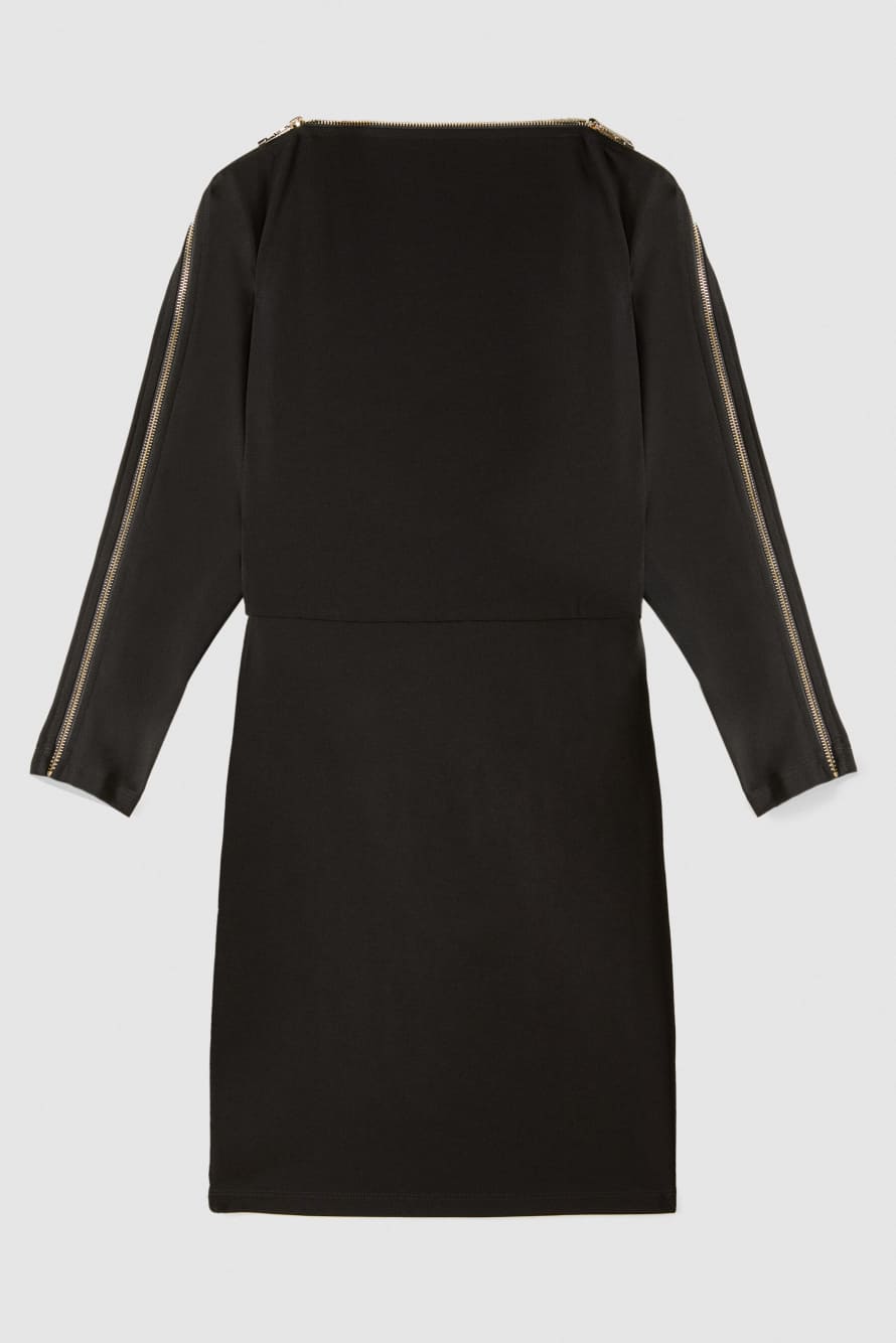Stretch jersey full zip mini dress, Black, Patrizia Pepe