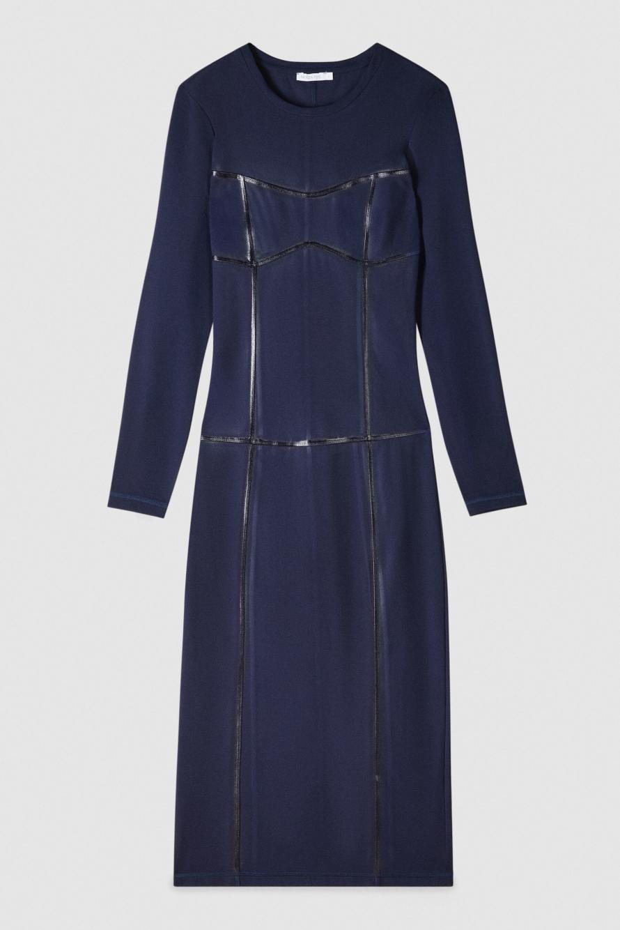 Облегающее миди-платье с длинными рукавами из эластичного джерси, синий, Patrizia Pepe