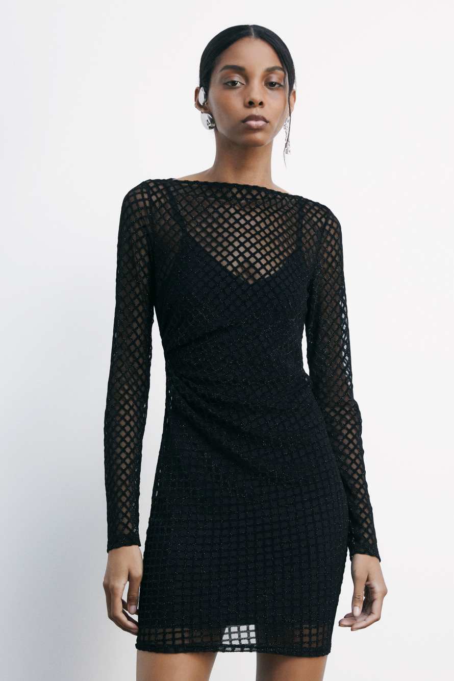 Мини-платье из стрейча с блестящими деталями, чёрный, Patrizia Pepe