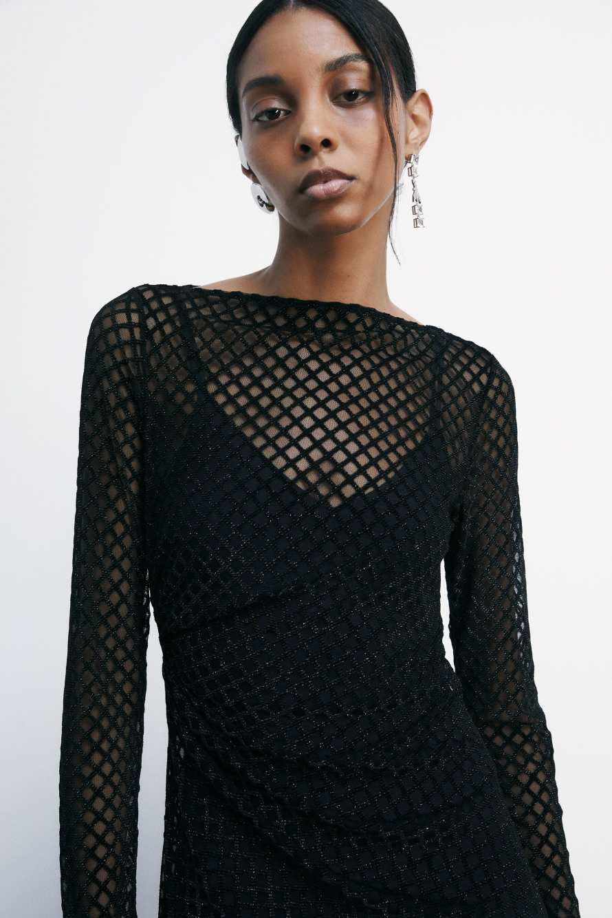 Мини-платье из стрейча с блестящими деталями, чёрный, Patrizia Pepe