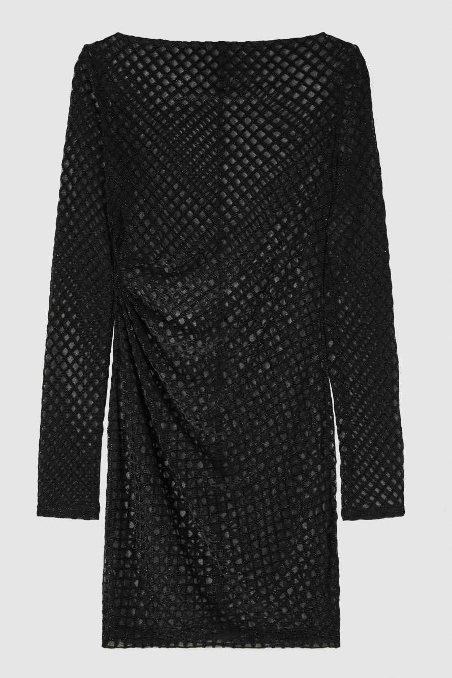 Мини-платье из стрейча с блестящими деталями, чёрный, Patrizia Pepe