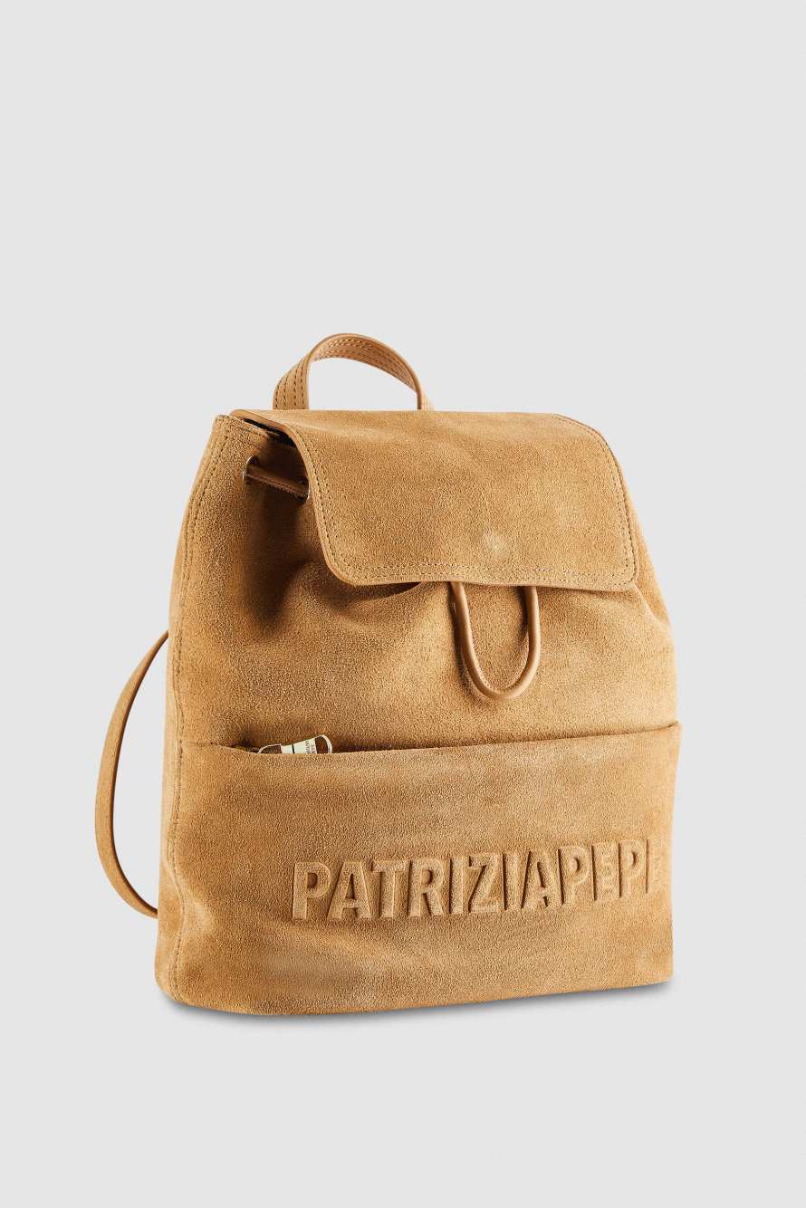 IM(PERFECTION) backpack in suede, Beige, Patrizia Pepe