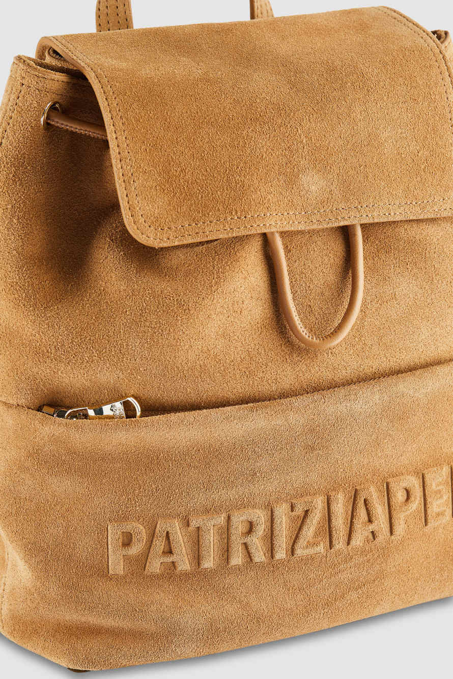 IM(PERFECTION) backpack in suede, Beige, Patrizia Pepe