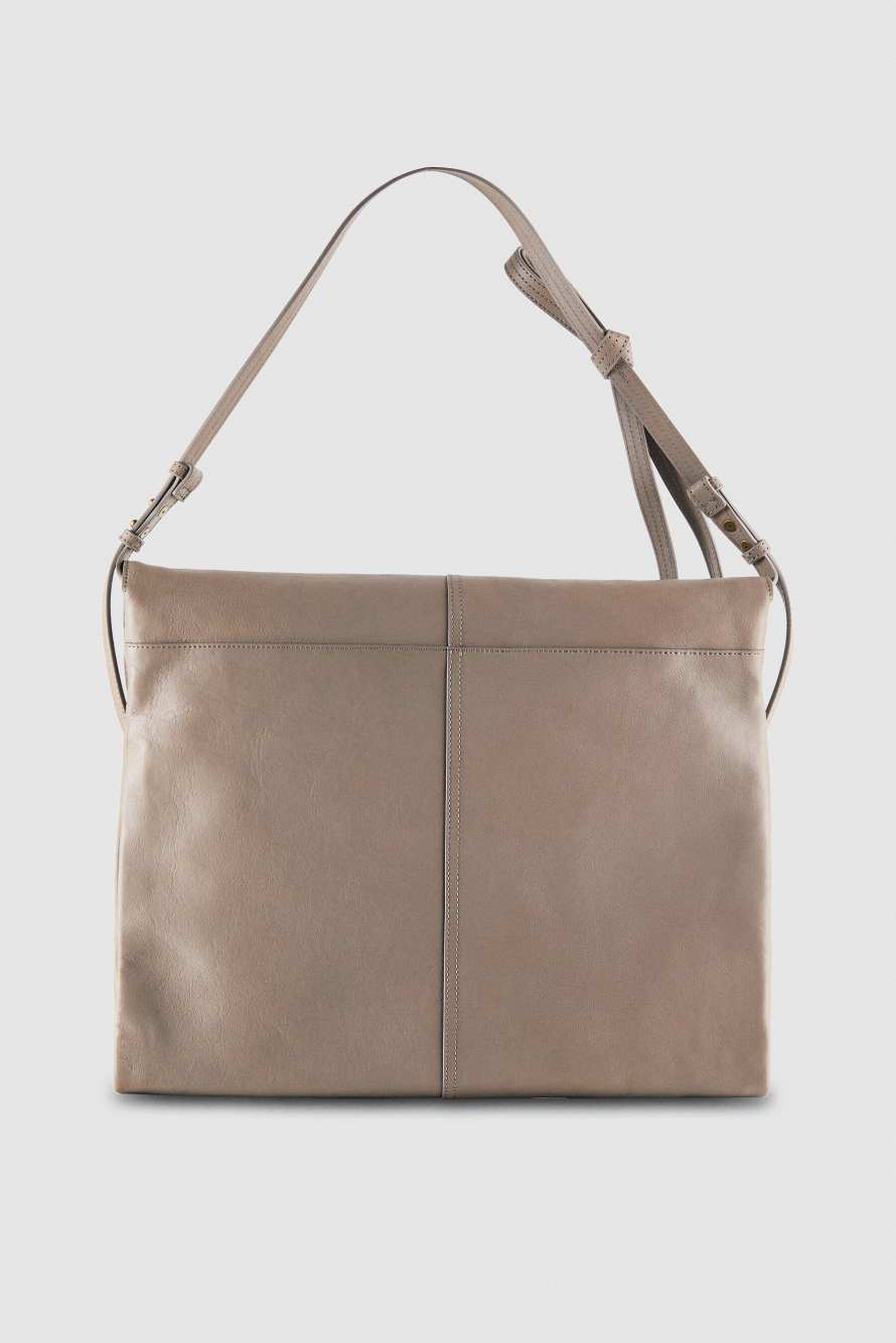 Radical Boho flap leather bag with adjustable strap, Beige, Patrizia Pepe