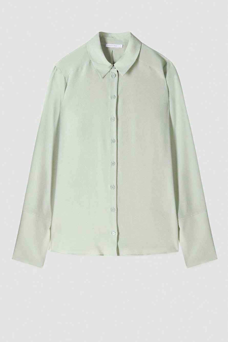 Regular fit silk crepe shirt, Green, Patrizia Pepe
