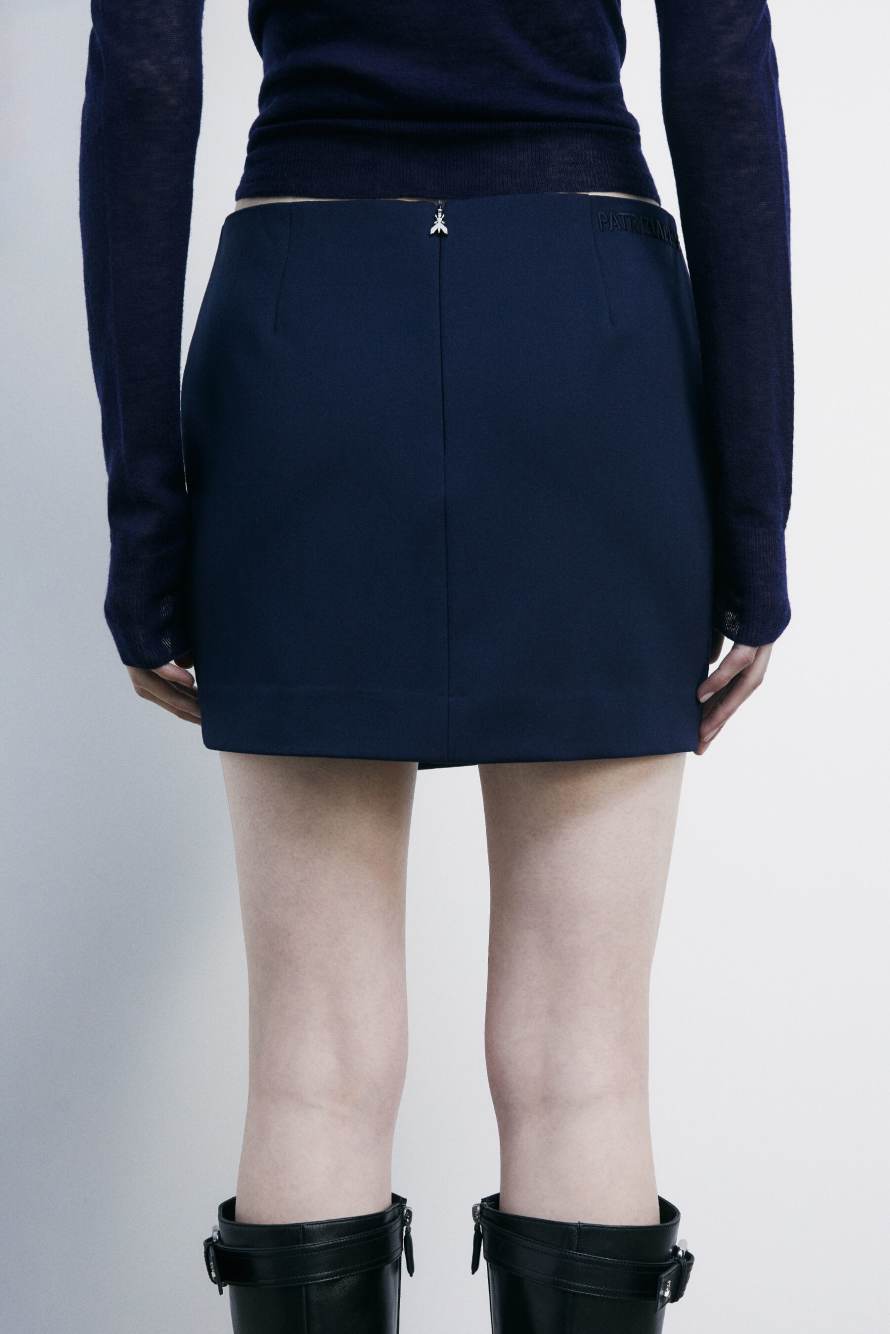 Gabardine wrap miniskirt, Blue, Patrizia Pepe