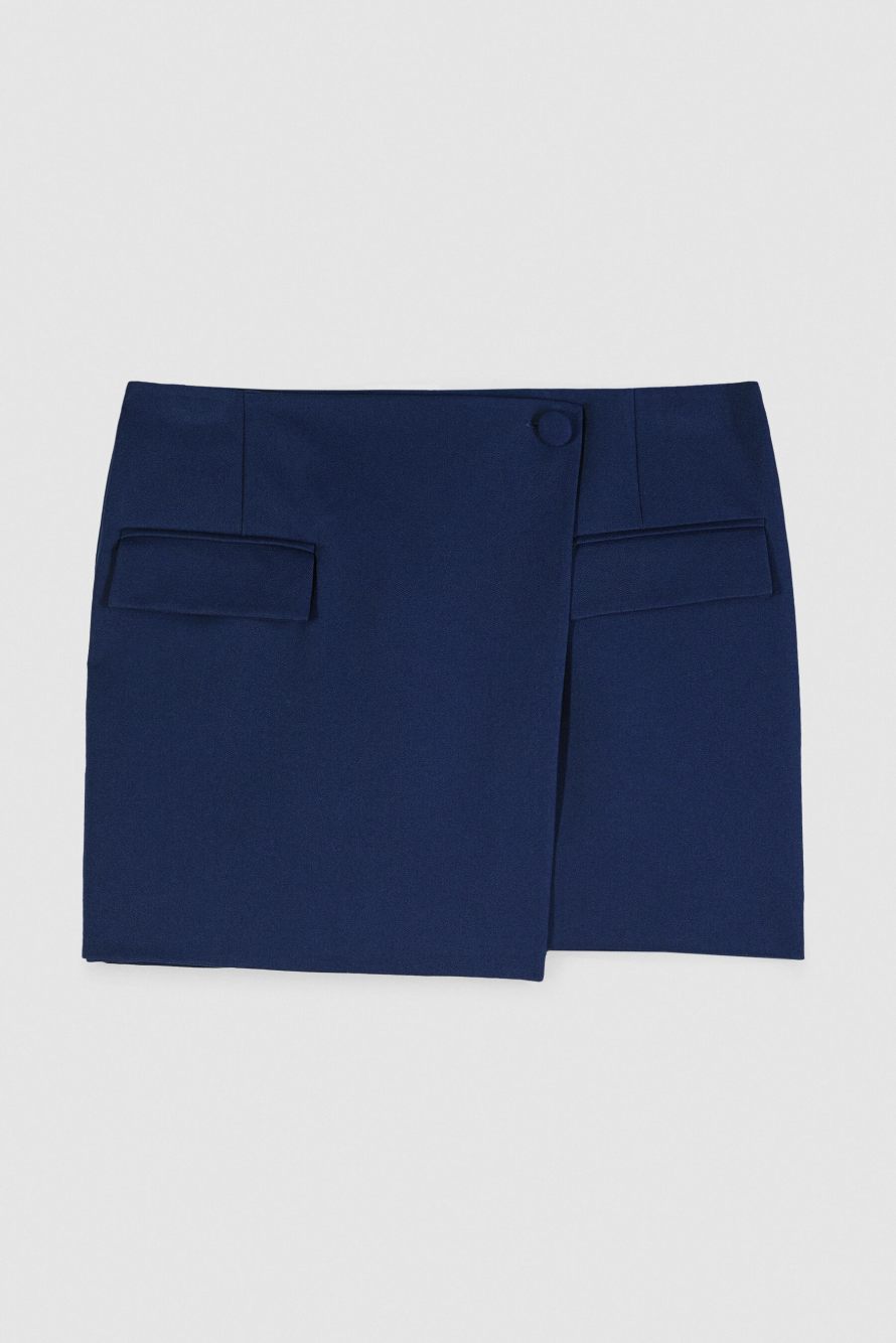 Gabardine wrap miniskirt, Blue, Patrizia Pepe