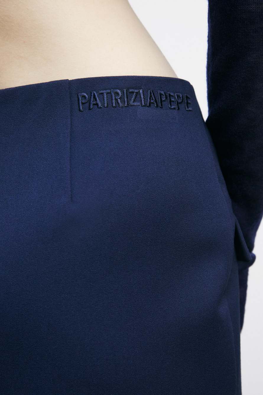 Gabardine wrap miniskirt, Blue, Patrizia Pepe