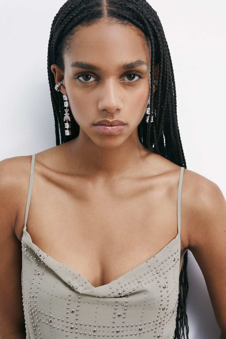 Асимметричные серьги с бриллиантовой огранкой, Серебристый, Patrizia Pepe