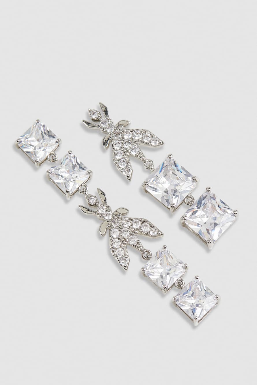 Асимметричные серьги с бриллиантовой огранкой, Серебристый, Patrizia Pepe