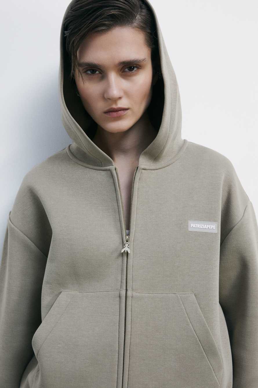 Толстовка с капюшоном из высокотехнологичной ткани, Бежевый, Patrizia Pepe