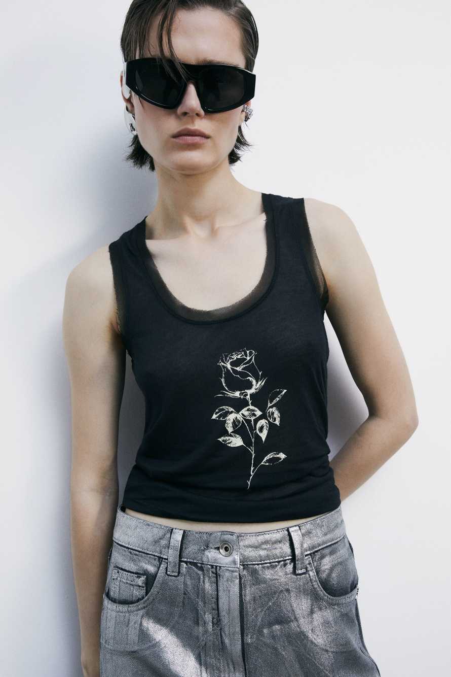 Lightweight tank top Radical Rose, Black, Patrizia Pepe