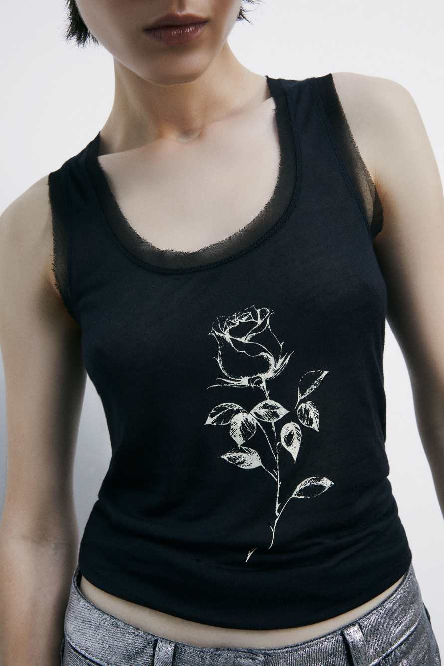 Lightweight tank top Radical Rose, Black, Patrizia Pepe