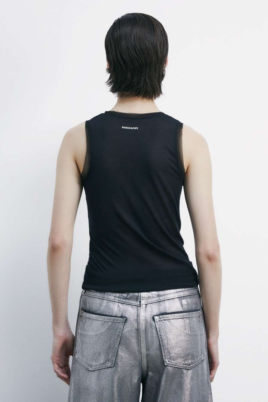 Lightweight tank top Radical Rose, Black, Patrizia Pepe