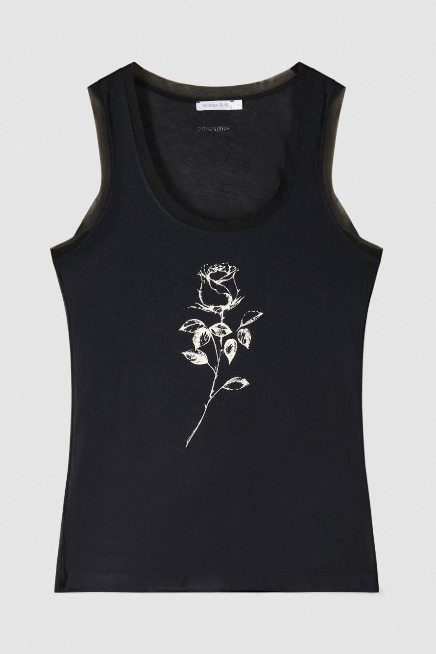 Lightweight tank top Radical Rose, Black, Patrizia Pepe