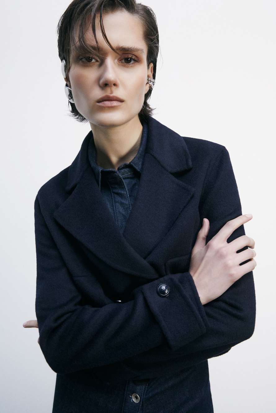 Короткая куртка из смесовой шерсти, Синий, Patrizia Pepe