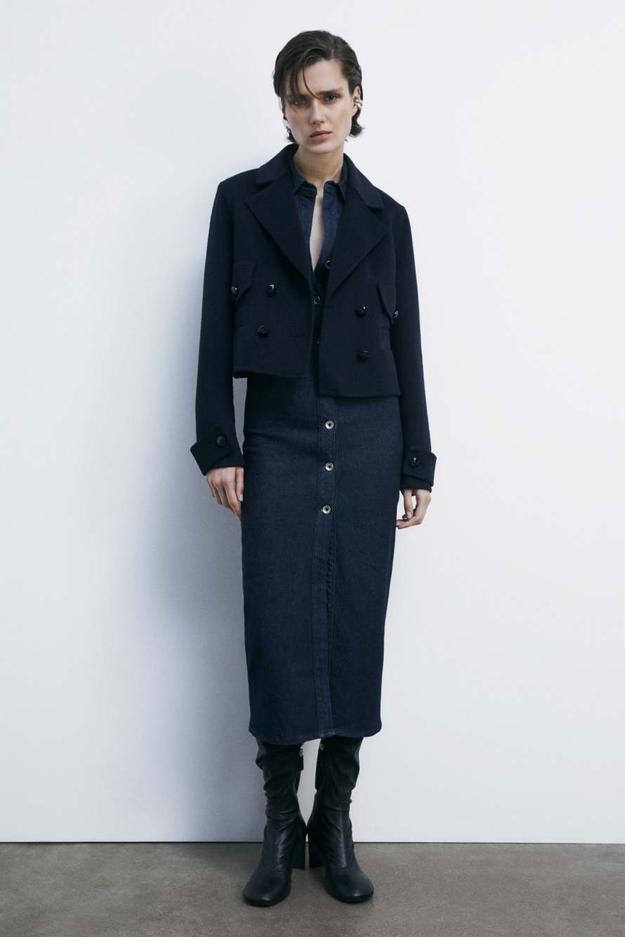 Короткая куртка из смесовой шерсти, Синий, Patrizia Pepe