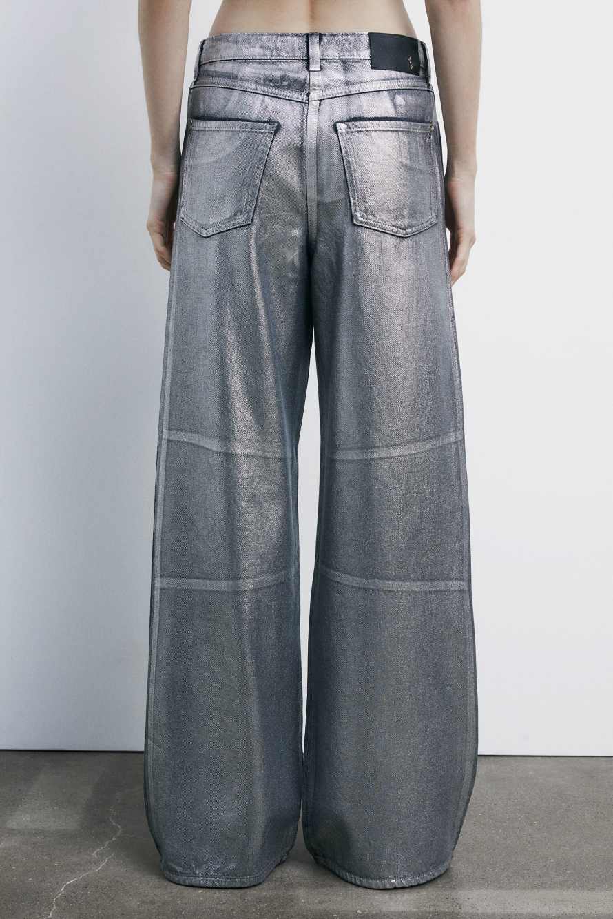 Широкие джинсы с металлическим эффектом, Серебристый, Patrizia Pepe