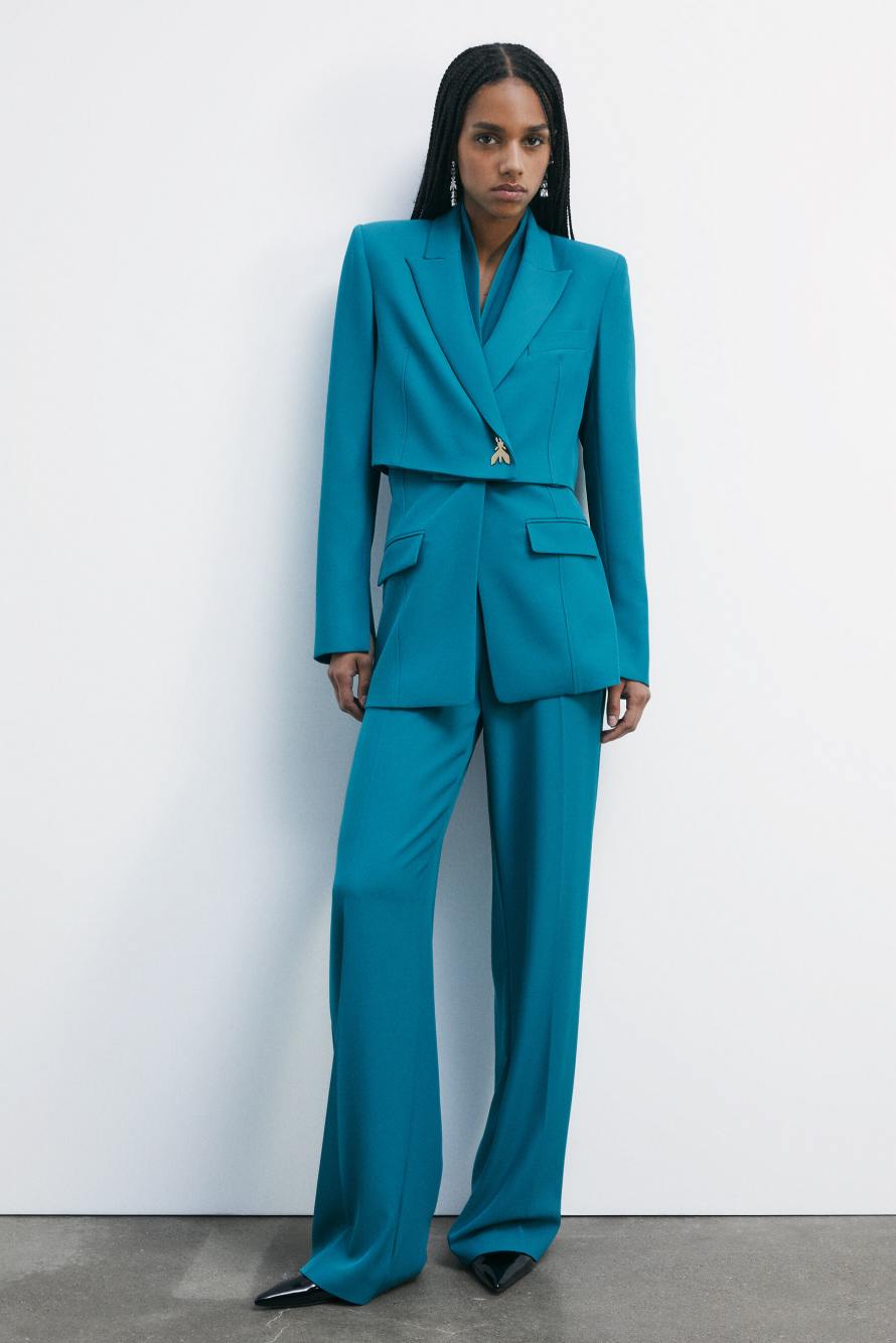 High-waisted palazzo pants, Green, Patrizia Pepe