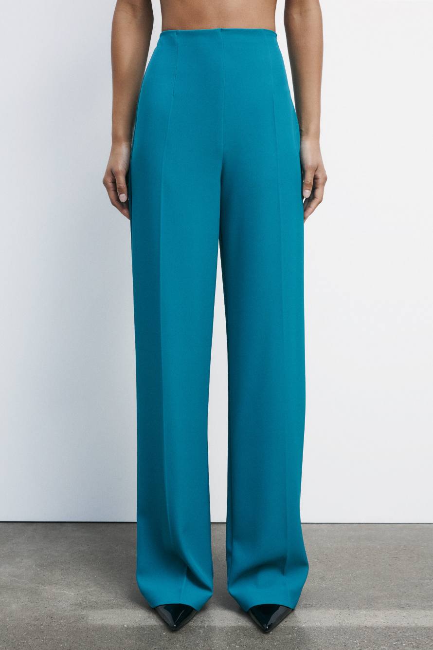 High-waisted palazzo pants, Green, Patrizia Pepe