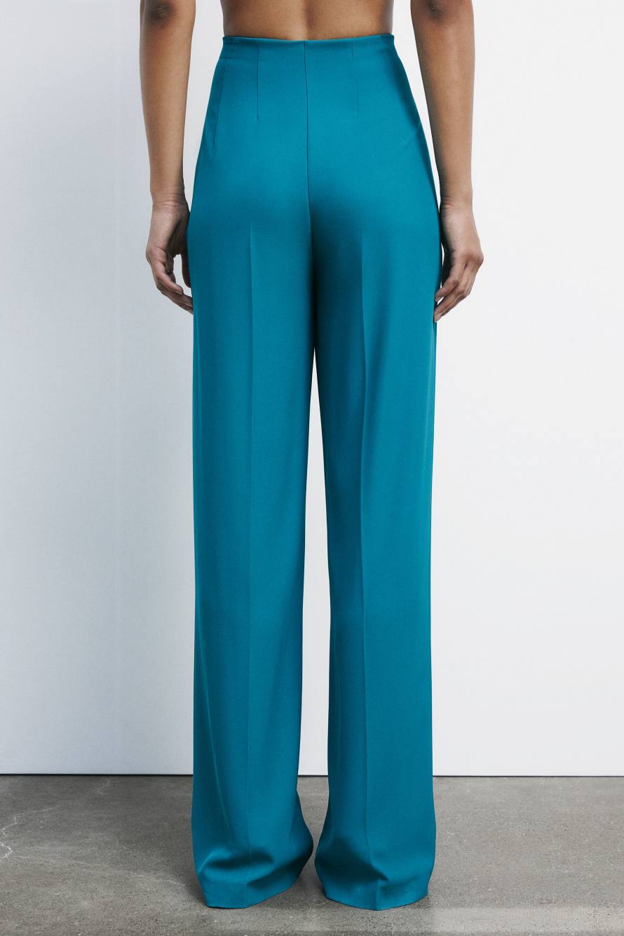 High-waisted palazzo pants, Green, Patrizia Pepe
