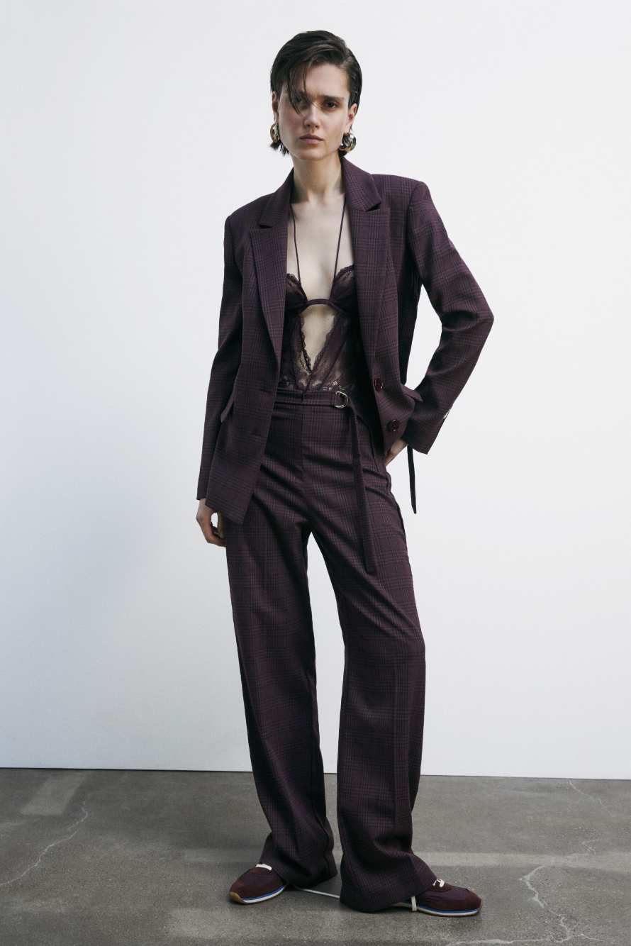 Blazer &agrave; carreaux avec fermeture &agrave; deux boutons, Bordeaux, Patrizia Pepe