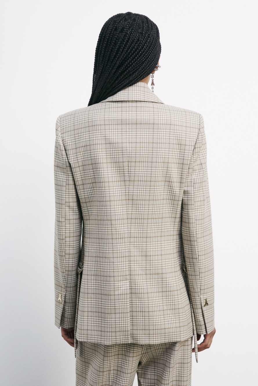Fluid checked blazer with two-buttons, Beige, Patrizia Pepe