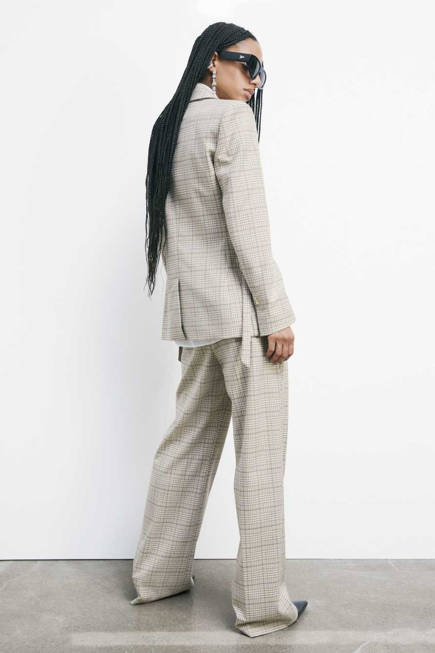 Fluid checked blazer with two-buttons, Beige, Patrizia Pepe