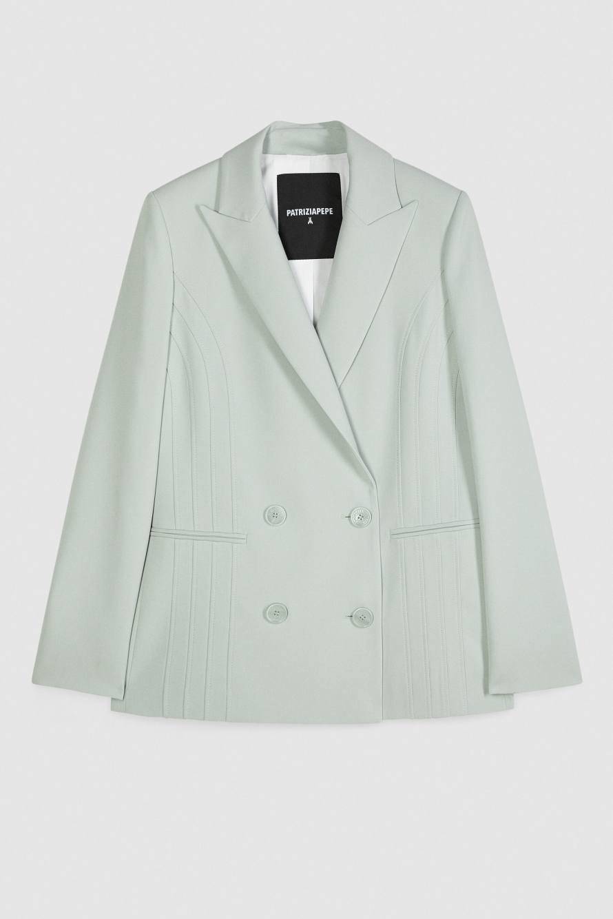 Double-breasted jacket with peak lapels, Green, Patrizia Pepe