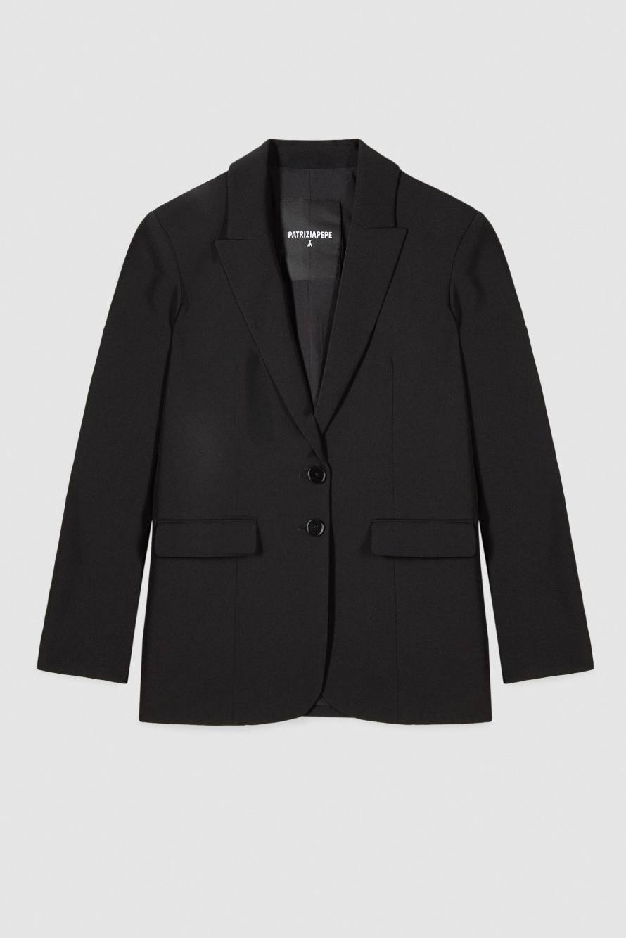 Oversized blazer in cr&ecirc;pe, Black, Patrizia Pepe