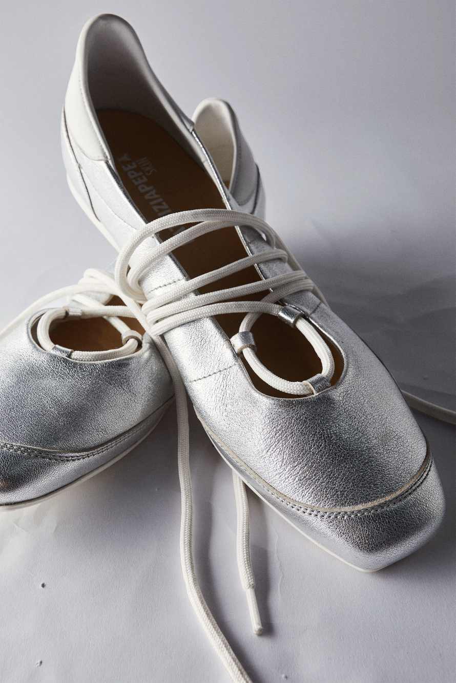 Ламинированные туфли-балетки Dancing SKIN, Серебристый, Patrizia Pepe