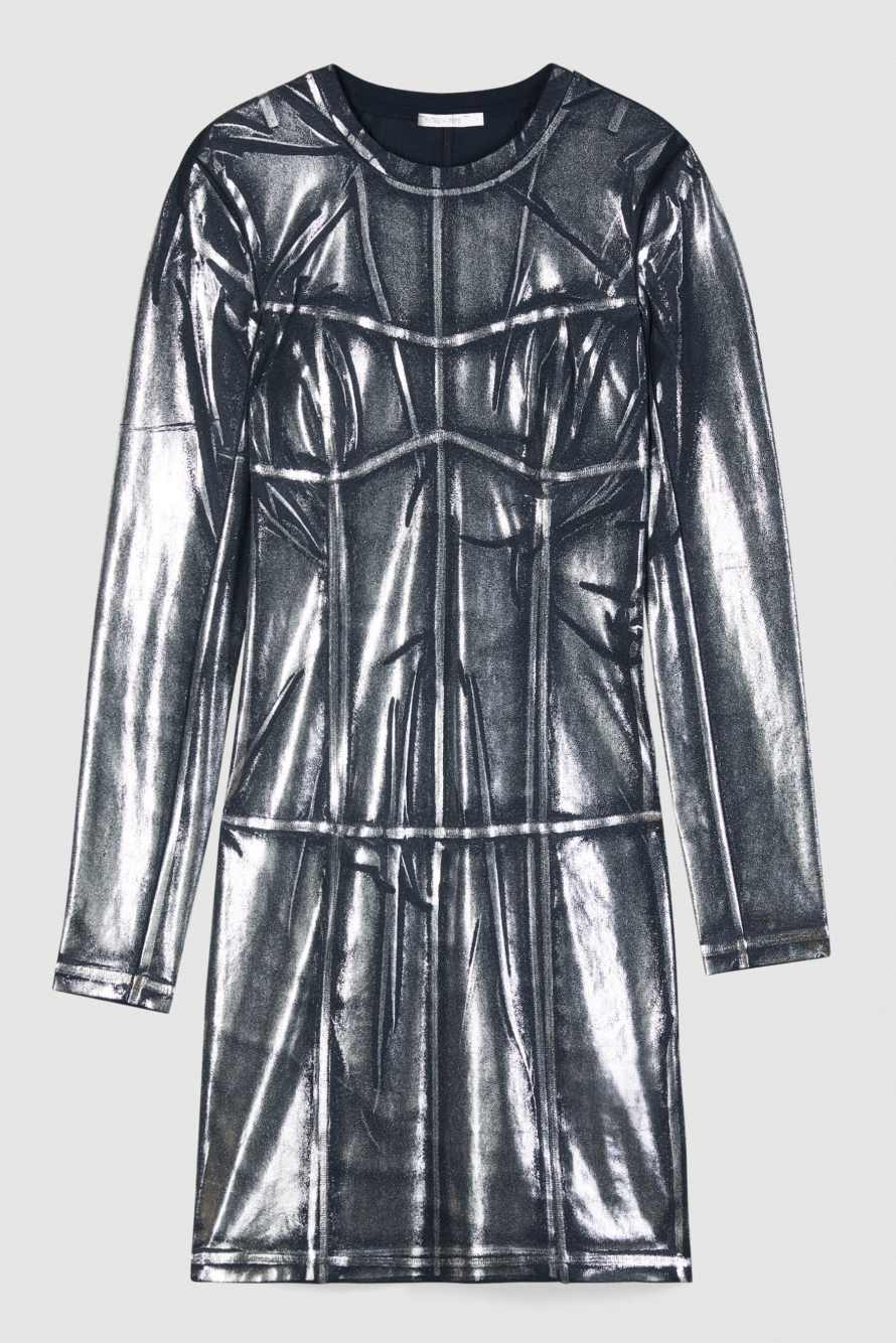 Мини-платье металлик, Чёрный/Серебристый, Patrizia Pepe