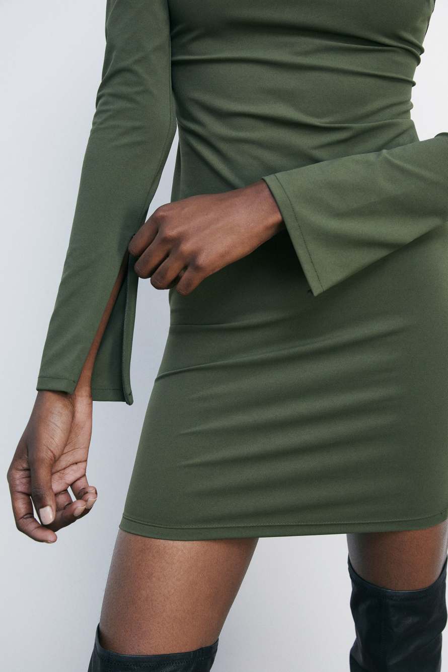 Мини-платье обтягивающего кроя с вырезами, зелёный, Patrizia Pepe