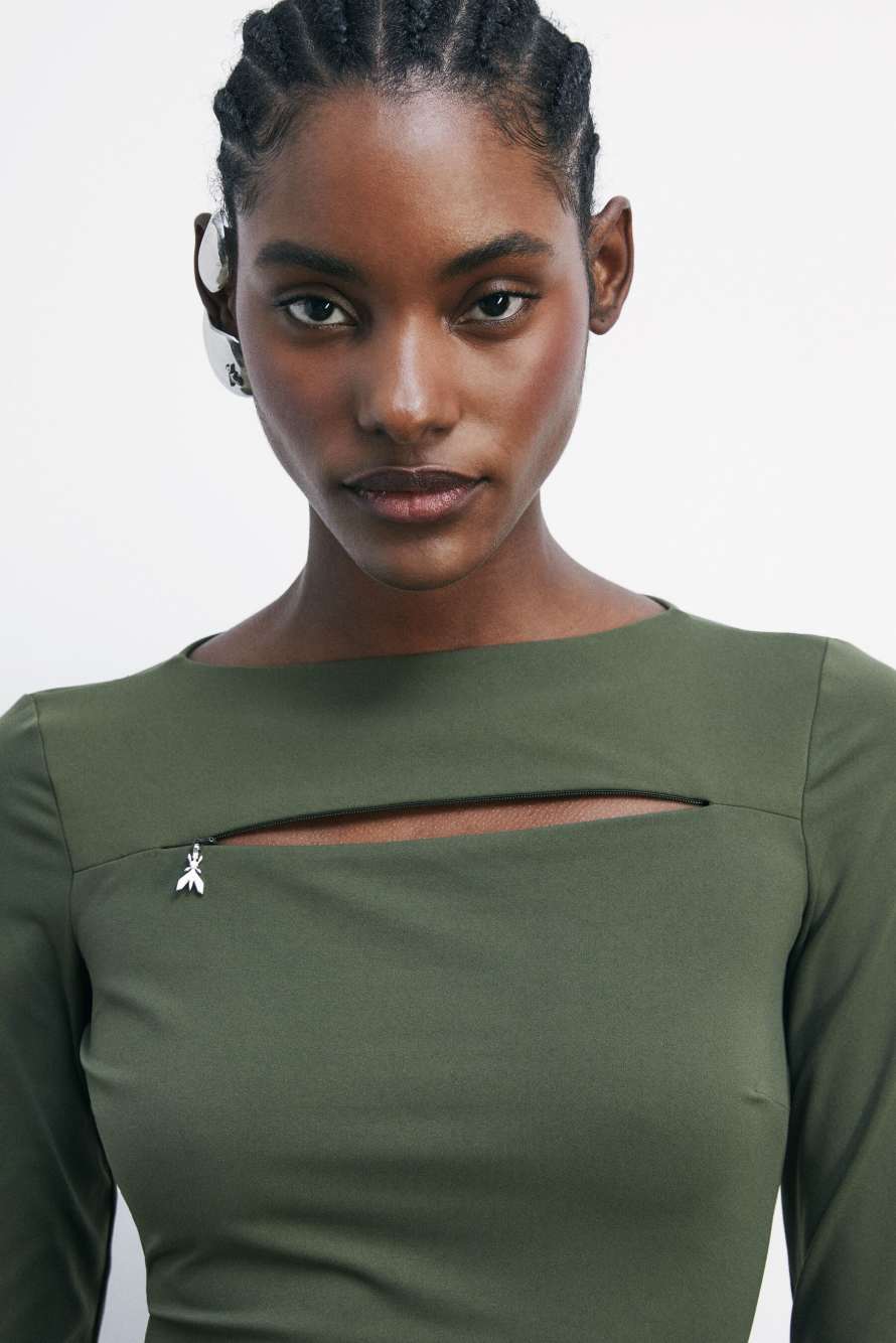 Мини-платье обтягивающего кроя с вырезами, зелёный, Patrizia Pepe