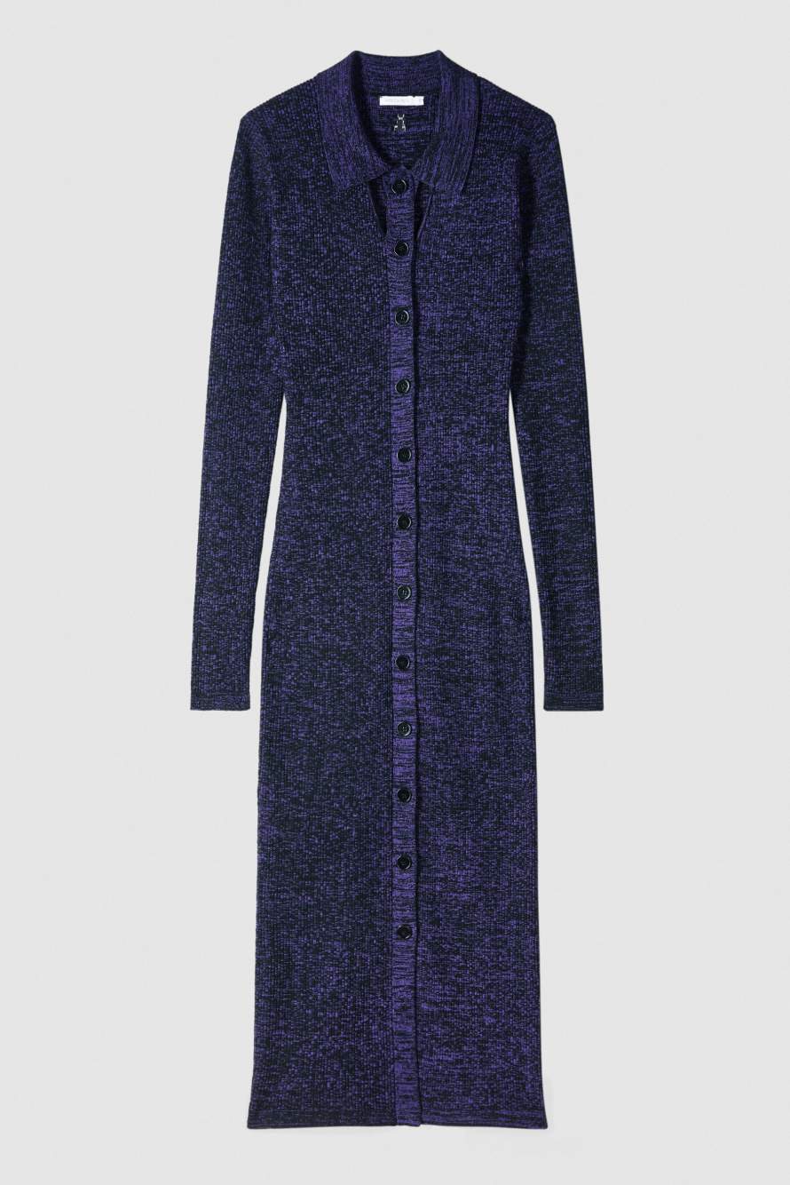 Трикотажное миди-платье с воротником, Фиолетовый, Patrizia Pepe