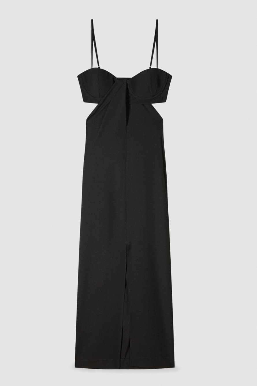 Midi dress with draping, Black, Patrizia Pepe