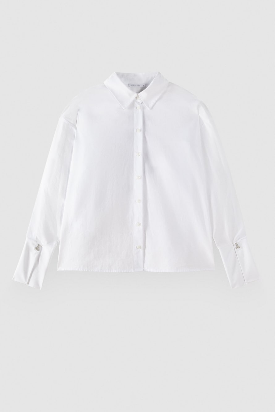 Oversized-Hemd mit Radical Rose Stickerei, Wei&szlig;, Patrizia Pepe