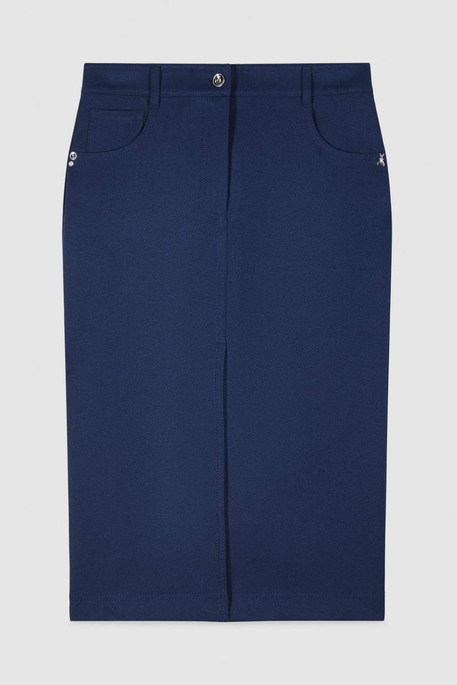 Midi skirt with denim effect, Blue, Patrizia Pepe